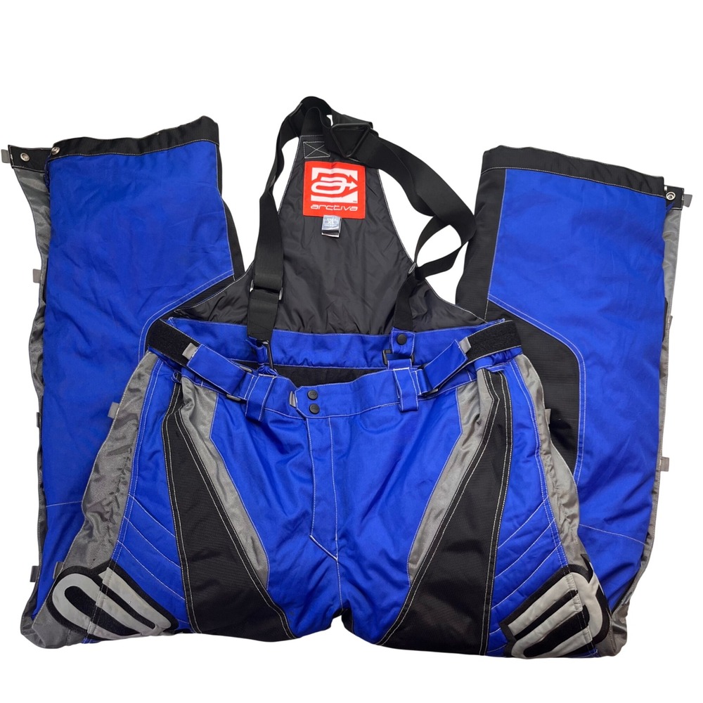Arctiva Comp Snowmobile Bibs Mens XL Blue Black Insulated Snow Pants Winter Gear